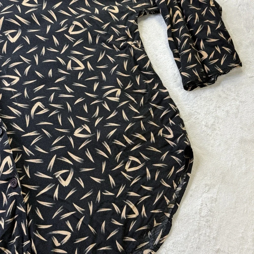 Vintage CA Krush 2 Pc Skirt Set Women's Large Black Tan Print Rayon USA 80s